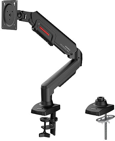 KOORUI Single Monitor Arm Desk Mount for 17-32 inch Screen, Vertical, Swivel, Adjustable Gas Spring Monitor Stand with C-clamp/Grommet Mounting Base, VESA 75/100mm,Increased Load Capacity from 2-9kg.