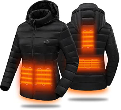 HEWINZE Beheizbare daunenjacke herren mit kapuze-Warme winterjacke herren mit akku 7.4V-Leicht Outdoor Wanderjacke