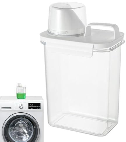 Contenedor de detergente líquido para lavandería, contenedor potenciador de Aroma, Resistente a la Humedad, Recipiente de detergente líquido Transparente, Taza medidora incluida para harina