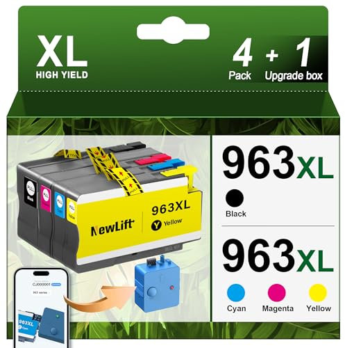 NewLift 963XL Druckerpatronen Kompatibel für HP 963XL Multipack HP 963 XL HP 963 für HP officejet Pro 9010 9012 9016 9019 9020 Upgrade-Box(963XL, 4er-Pack)