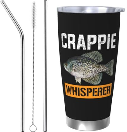 FJQWKLF Taza de café Crappie Whisperer Crappie Fishing, taza de coche de 20 oz, vaso de viaje de doble pared con aislamiento al vacío de acero inoxidable