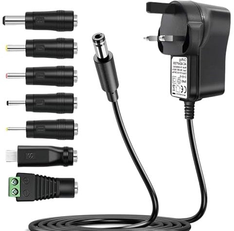 2A Power Adapter, Universal AC to DC 5V Charger 10W for LED Strip Lights, TV Box, Router, Speaker, USB Hub and More Home Appliances With 7 DC Plug