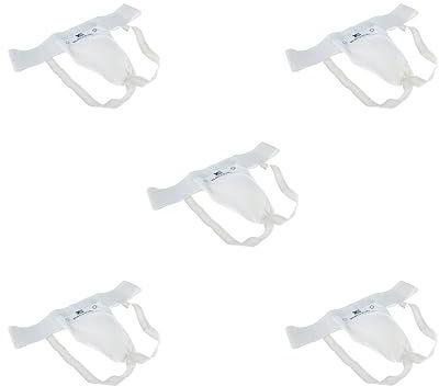 Lot de 5 protège-aine pour boxe, football, Muay Thai, Jockstrap Taille L Blanc