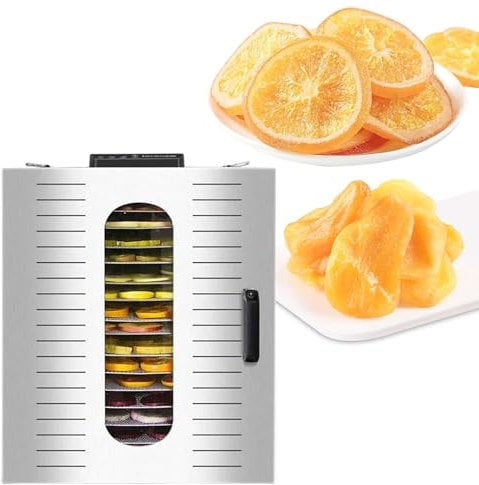 Large Capacity Food Dehydrator, Stainless Steel Meat Beef Dehydrated Dryer, Fruits Vegetables Drying Machine, Dehydrater Biltong Maker, for Herbs, Mushroom, Dog Treats- Timing Range 0-24H,220V
