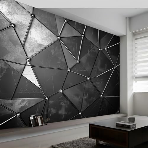Tapete Vliestapete Modernes Abstraktes Dreieck Fototapete 250 x 175 cm Wandtapete Wandbilder für Wohnzimmer Schlafzimmer Büro Dekoration Dunkelgrau Gedrucktes Modern Tapeten