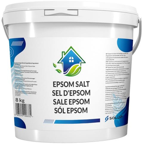 SOLUP Epsom Salz 8 Kg I Badesalz I Bittersalz I Dead sea Salt I Bittersalz zur Darmreinigung I Magnesium Sulfat Badesalz Natur