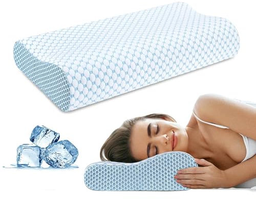 CSEDF-CRYP Memory Foam Kissen KüHl 40x70 cm – OrthopäDisches Nackenkissen mit KüHlfunktion Gegen Schmerzen | Atmungsaktiv Schlafkissen | Ergonomische SchlafunterstüTzung (70 * 40cm)