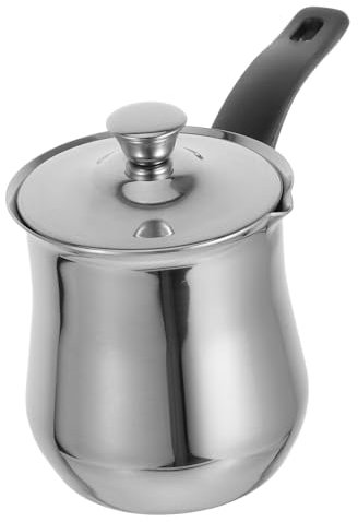 Mipcase Cafetière Turque Acier Inoxydable Lait Poêle Cafetière De Camping Petit Cafetière En Cuivre Tasse à Café Grecque Turc Théière Turque Cezve Creuset Silver Bakélite
