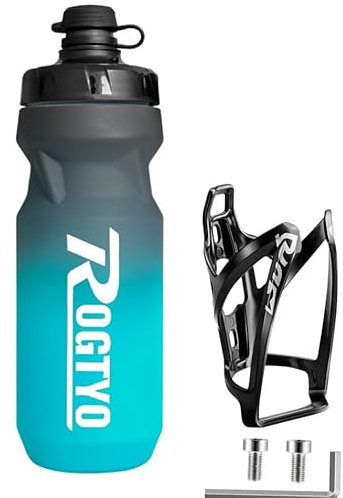 ROGTYO Fahrrad-Flaschenhalter mit 650ml Flasche Leichtes, langlebiges Sicheres Trinkflaschensystem, BPA Frei Trinkflasche für Sport, Outdoor, MTB Rennrad