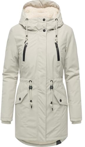 Ragwear Damen Wintermantel Warmer atmungsaktiver und wasserdichter Parka mit Teddyfell gefüttert und mit Kapuze Elsien YOUMODO XS-6XL
