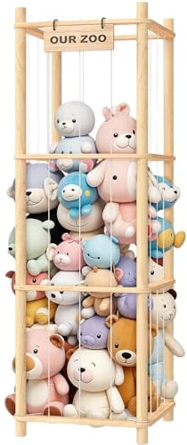 RATSTONE Kuscheltier Aufbewahrung，Stofftier Aufbewahrung，Platz Sparen Dreistufige Vertikale Große Kuscheltier Stuffed Animal Storage für Spielzimmer Schlafzimmer，Kinderzimmer, Wohnzimmer