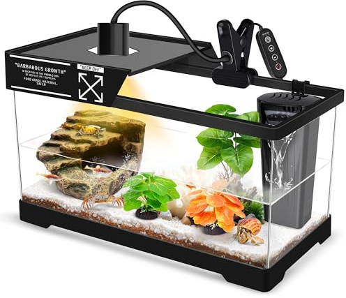GOZILLA Kit Tartarughiera (Acquario+Lampada+Filtro), Kit Starter Tartarughiera PC Aggiornato con Lampada Regolabile & Filtro, Habitat Nascondiglio per Rettili con Coperchio per Piccoli Rettili. (40 ×
