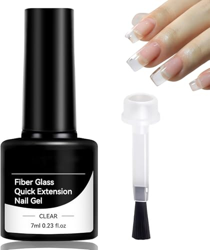 Fiberglas Gel Nägel - 3in1 Glasfaser Nagelverlängerungsgel Nail Extension Gel - Transparentes Builder Nagelgel Für Dünne Kurz Nägel - Schnell Selbstnivellierendes Nagelgel UV/LED Lampe Aushärtend, 7ml