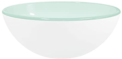 Mhdvray Lavabo en verre trempé 30 cm blanc design moderne robuste et facile à nettoyer pour salle de bain, invités, WC, cuisine et extérieur