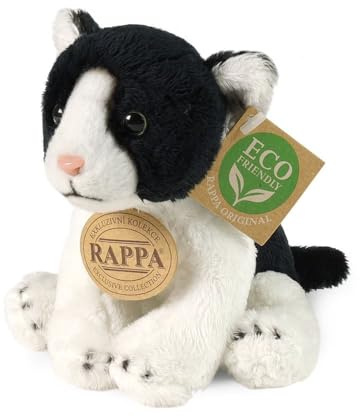 Rappa Plüsch Katze Kuscheltier schwarz-weiß 14 cm umweltfreundliches Spielzeug