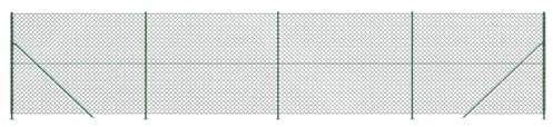 Qnhdfrt Maschendrahtzaun Komplettset 1,4x10m, Gartenzaun mit Bodenflansch, verzinkter Stahl mit PVC-Beschichtung, Maschenweite 60x60mm, Grün