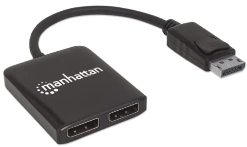 Manhattan 207768 DisplayPort auf 2-Port DP Splitter mit Multi-Stream Transport, schwarz