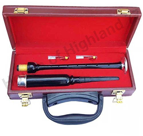 Schottische Highland TC Bagpipes Practice Chanter Rosewood, Schwarz, mit Silber-Finish, mit elfenbeinfarben Passepartout Bagpipe chanters Black Silver Mounts.1