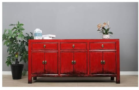 Yajutang Sideboard 6 Türen 3 Schubladen Langer Vorratsschrank Used rot …