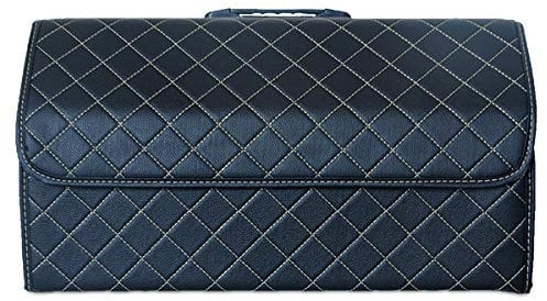 Ergocar Kofferraum Organizer Luxus-PU-Leder Aufbewahrungstasche Organizer Wasserdicht Faltbar Kofferraum-Tasche für Auto/LKW/SUV (Schwarz-L)