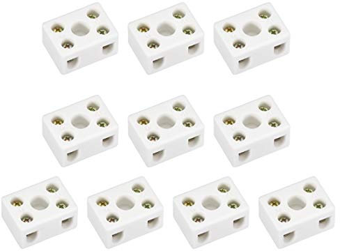 sourcing map 10 Stück Keramikklemmen Klemmenblöcke 2 Wege Hochtemperatur Porzellan Steckverbinder 29.2x21.2x15.2mm