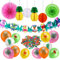 HOWAF 33 stücke Sommer Tropische Party Dekorationen Kit Blumen Girlande Ananas Wabenbälle Seidenpapier Fan und Luftballons Flamingo Konfetti für Hawaii deko Geburtstags Aloha Sommer Beach Party