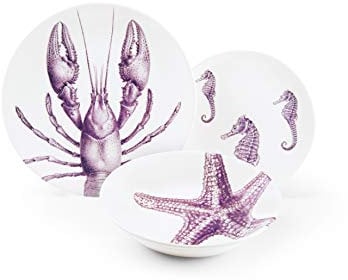 Excelsa Flore et Faune Set Posto Tavola: 3 Piatti, Ceramica