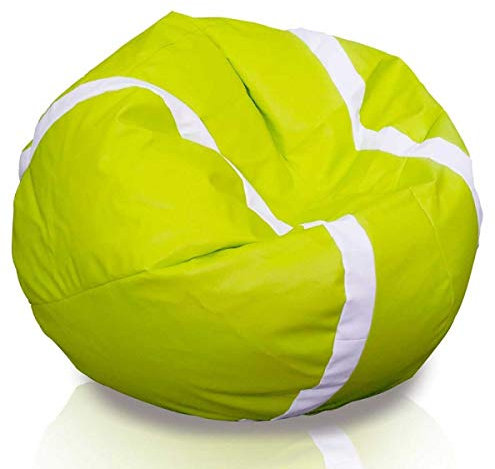 Ecopuf | Sitzsack Fussball Basketball Sack XL - Spielkissen aus Kunstleder - Ideal für Fußballfans, Kinder - Sitzsack Wohnzimmer - Sitzpouf Samt - Gaming Stuhl Pouf Sack - 105x55cm, Tennis Padel