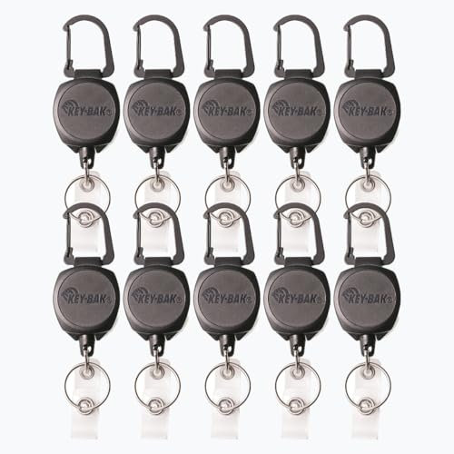 Key-Bak Sidekick Ausweishalter/Schlüsselrolle mit einziehbarer Kevlarschnur, 61 cm, Schwarz, 2 Stück 5 Pack (Black