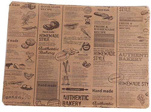 Diyiming 50 Sheets Bread Sandwich Burger Fries Food Grade Oil Proof Paper Grease Paper Greaseproof Wrappers Wrapping Baking Tools Gift Wrapping Tissue 25x35cm