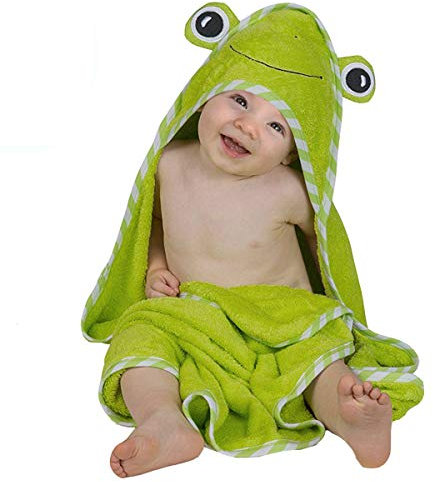 Aisawate Baby Handtuch mit Kapuze aus Bio-Bambus, Frosch, Badetücher mit Kapuze, ultraweich, dick und extra saugfähig, Badetuch für Kleinkinder, groß, 90 x 90 cm, Babypartys…
