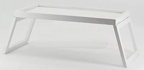 Plateau repas avec pieds pliants en bois blanc vieilli