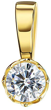 JEVELION Anhänger 585 Gelbgold 14 Karat mit Zirkonia-Stein in hochwertiger Gold-Kronenfassung
