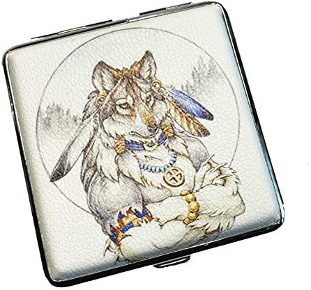 Zigarettenetui Etui für Zigaretten aus Metall Wolf Wölfe Verschiedene Motive (Motiv11)