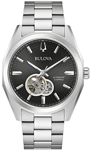 Bulova Men's Classic Surveyor 3-Hand Automatic Watch, Hack Feature, Luminous Hand, Open Aperture, Screw-Back Case, 42mm