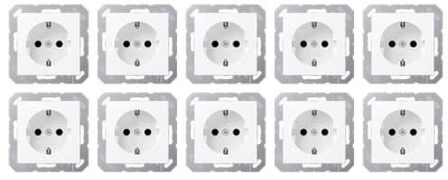Jung SCHUKO Steckdosen Set Schneeweiß Matt Serie A Flow: 10x Steckdose A1520BFWWM
