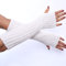 MoreChioce Gestrickte Armstulpen Handschuhe, 1 Paar Frauen Warme Fingerlose Handschuhe Damen Winter Halb Handschuhe Herbst Winter Daumen Ellenbogen Länge Armstulpen für Frauen Mädchen Lady,Weiß