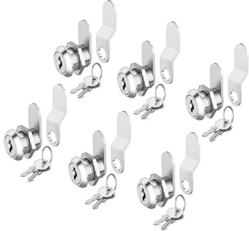 Schrankschlösser mit Schlüsseln, Cam Lock gleichschließend, Secure Drawer Mailbox File Tool Box RV Compartment Replacement Locks, Zinklegierung (6 Pack 5/8 Inch)