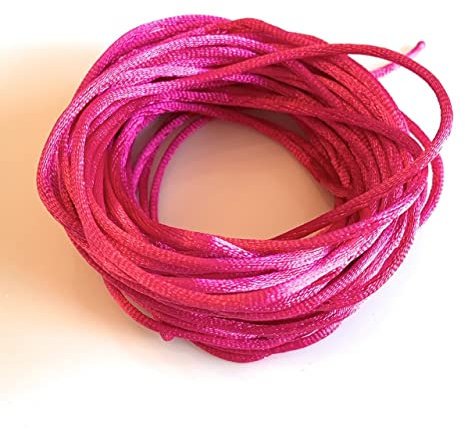 Angel Malone 10 Mtrs. X 2mm Premium Quality Kumihimo Rattail Satin Cord Jewellery Making - UK Seller (Magenta)