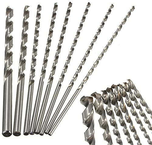 200mm Extra Lange Holzbohrer 8 Stücke Spiralbohrer Set Direkt Schaft Bohrer Bit 4mm - 10mm HSS Metallbohrer Lang für Holz Kunststoff 4mm / 4.2mm / 4.5mm / 5mm / 5.2mm / 6mm / 8mm / 10mm