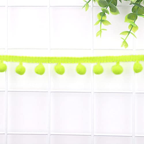 5 Yards 12mm Pompons Borte zum Basteln,Dekoband Mit Bommeln Bälle Pom Poms Fransenborte Zierband Dekoborte Nähzubehör für DIY Basteln Apparel Kleidung,Kostüme,Nähen,Dekoration,Neon Gelb