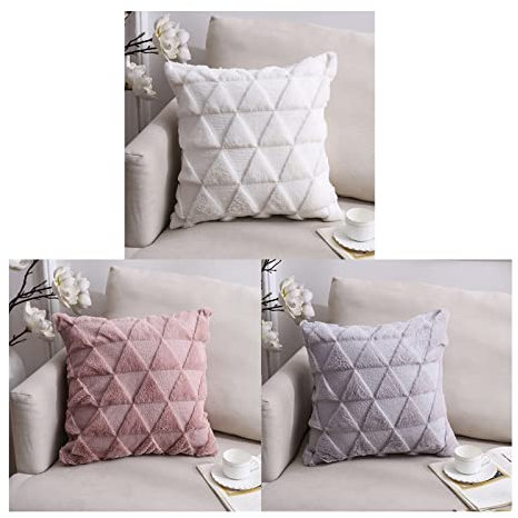 BCughia Housse Coussin Spirit, Taie D 'Oreiller Gris Rose Blanc Triangle Fête 45x45cm 3 Housse Coussin