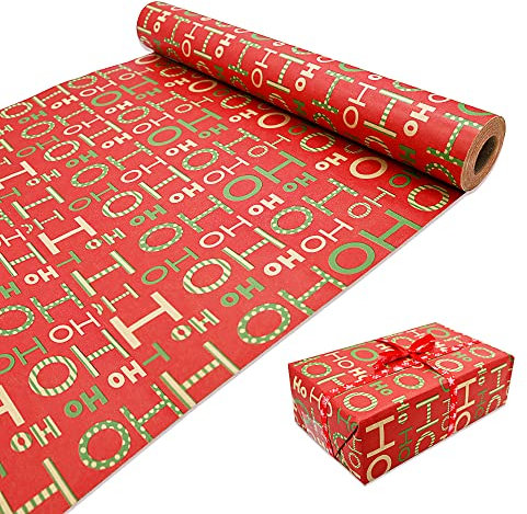 Wrapping Paper DOJoykey Weihnachts Geschenkpapier, Rollenpaket Kraft Geschenkpapier 100% Recycelbares festliches Designpapier für Weihnachtsgeschenkverpackung