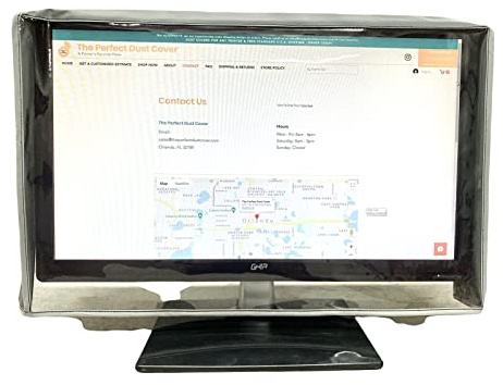 The Perfect Dust Cover Staubschutz, weiße Vinyl-Abdeckung mit transparenter Vorderseite, kompatibel mit 61 cm (24 Zoll) LED-/LCD-Monitore, antistatische und wasserdichte Abdeckung, Maße 58,4 cm B x