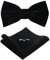 HOULIFE Fliege Herren Set - Verstellbare Fliege aus Samt Vorgebunden Fliege, einfarbige Einstecktuch, Manschettenknöpfe Set für Bräutigam Hochzeit formal mit Geschenkbox - Schwarz