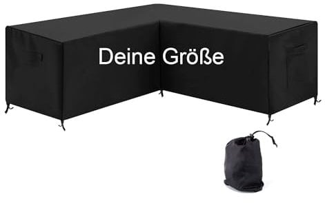 Abdeckung für Eckmöbel L-Form nach Maß Tisch und Stühle Wasserabweisend Winddicht Schutzhülle Gartentisch Abdeckhaube Schutzhülle Gartentischabdeckung Schwarz alle Größen Maßanfertigung [131]
