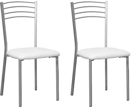 Shiito | Pack de 2 Sillas de Cocina | Asientos de Polipiel Blanco | Modelo SINTRA