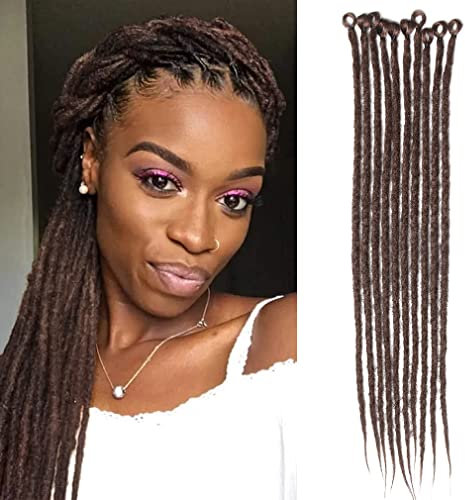 20” Thin 0.6cm Dreadlocks Extensions Single Ended 15 Strands/Pack Soft Synthetic Faux Dreads Reggae Crochet Braided Dread Extensions (Single Ended, SE-30#)