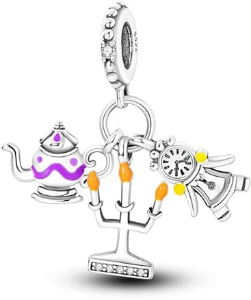 CYCUFF Sterling Silber Charms 925 für Europäische Armband & Halsketten Anhänger Perlen Schmuck Geschenk für Frauen Familie Freunde (Schönheit und das Biest Combo Charm)