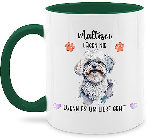 Tasse Tassen 325ml - Hunde - Malteser - Geschenk Hundebesitzern - 325 ml - Dunkelgrün - name geschenke für hundemamas hundebesitzer hund teetasse maltesern tasse, hundemotiv hunden kaffeetasse